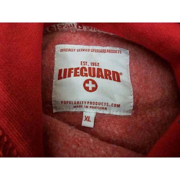 Officially Licensed Lifeguard Hoodie . St. Augustine Beach Sz XL. Red With Logos - Picture 10 of 12